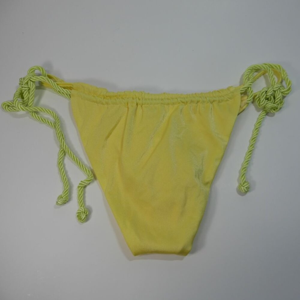 Baobab Lula Metallic Side Tie BIKINI BOTTOM Size L Neon Yellow Green NEW $100 - Picture 7 of 8